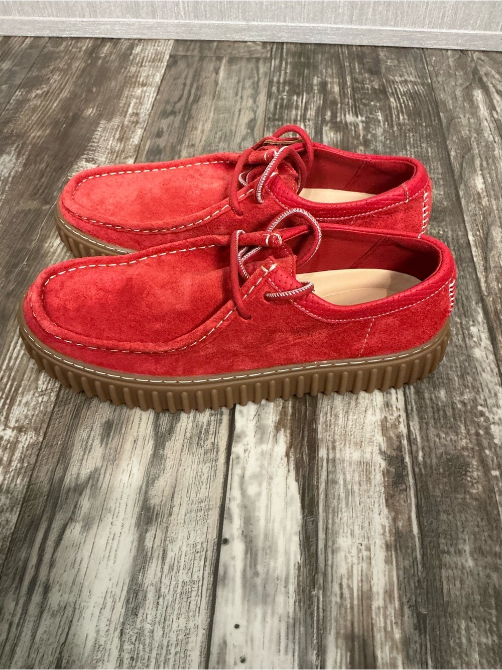 NWOB Clark’s 200 Aniversary Edition Red Suede Men's Casual Creeper Shoes Size 10 - Picture 9 of 16